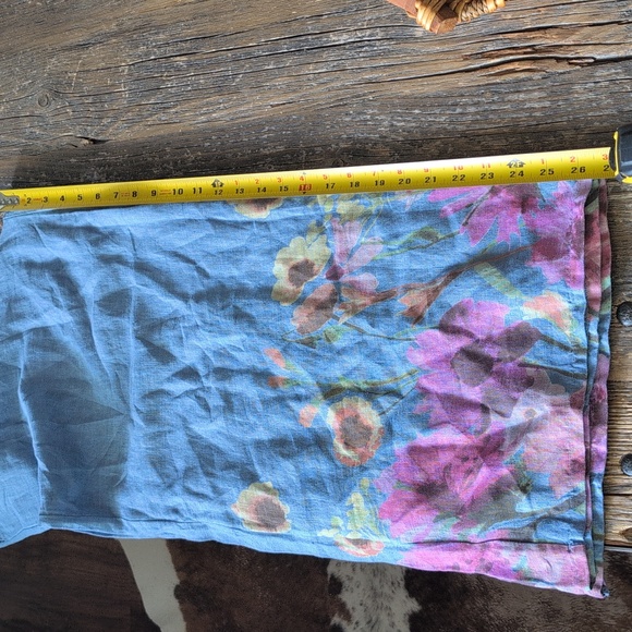 BOHO Me & Gee Linen Blue Floral Wide-Leg Pants with Pockets SZ M Made in Italy - Picture 14 of 16